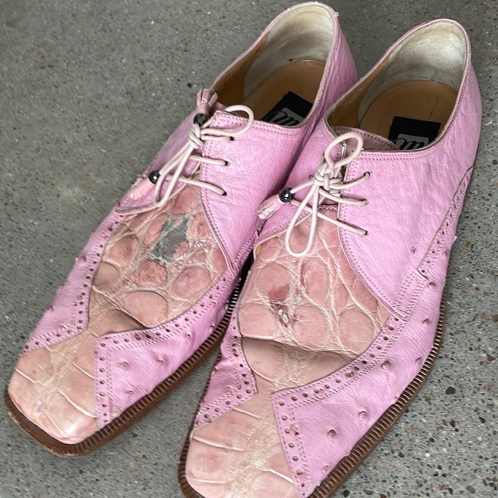 Mauri M Collection Shoes Mens 11 Genuine Alligator Oxford Square Toe Exotic Pink